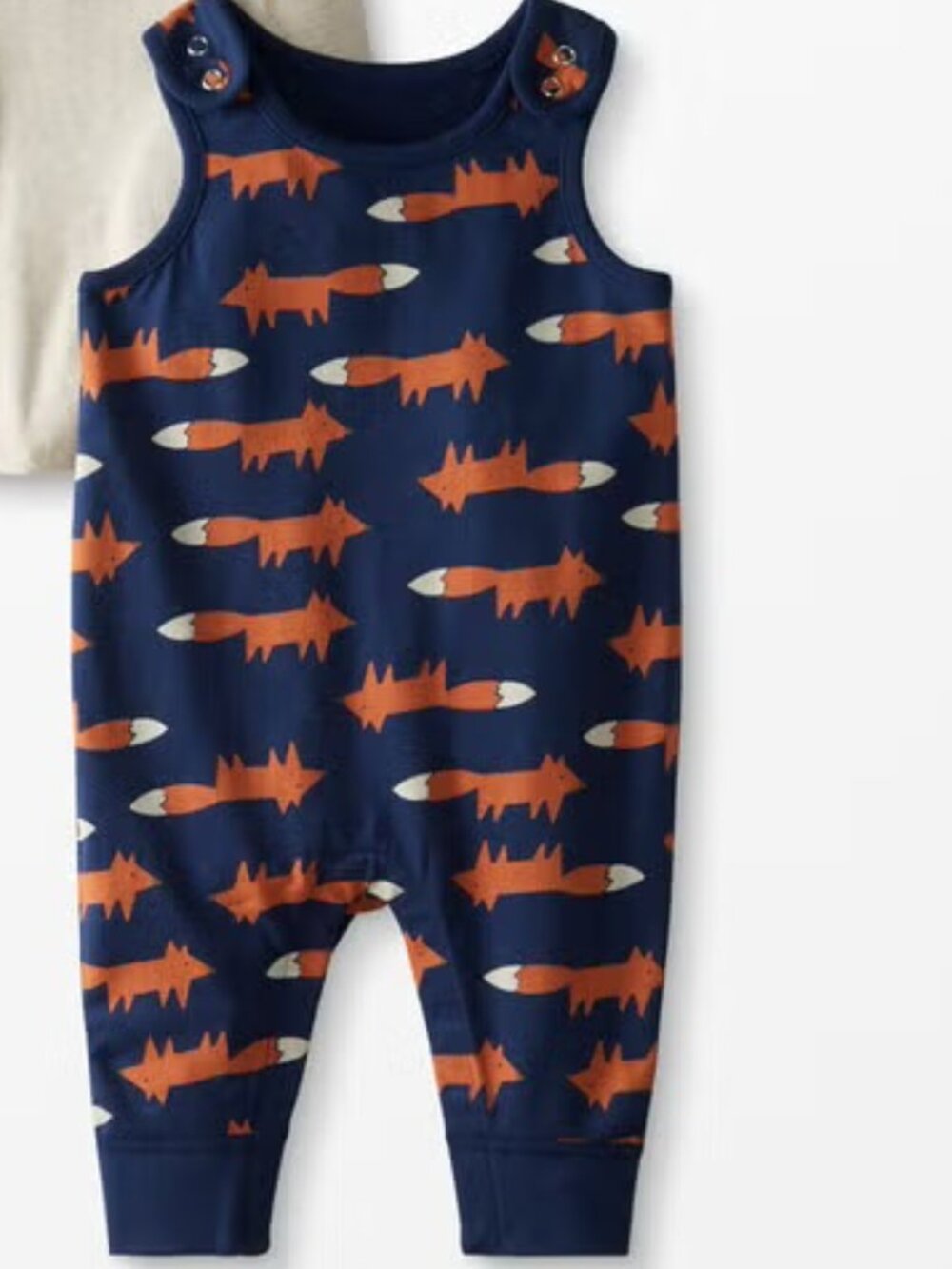 Hanna Andersson Blue Fox Cotton Jersey Overalls. Size 0-3 months
